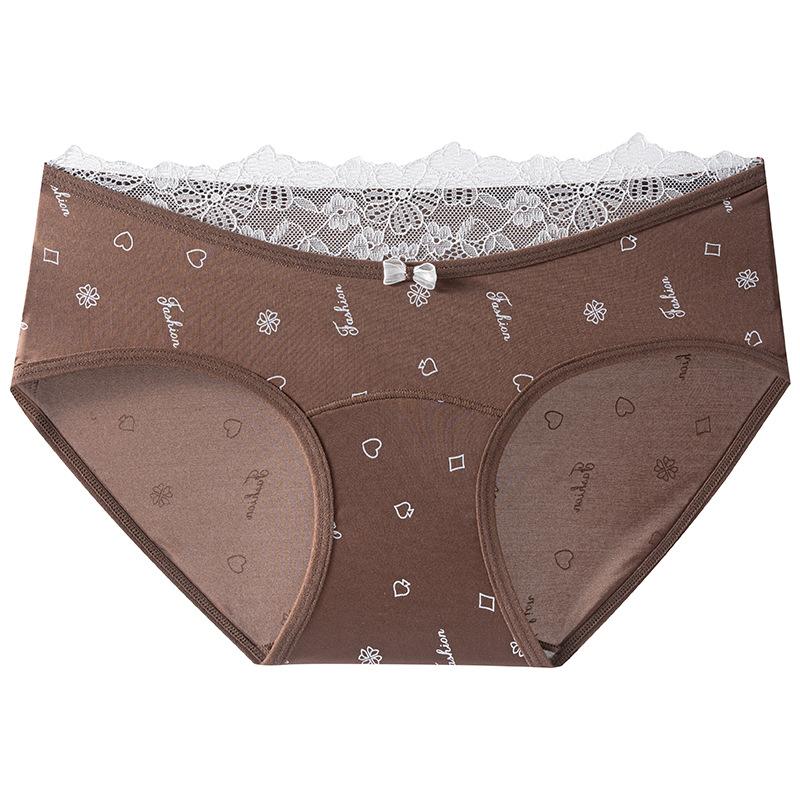 Ladies Spring and Summer New Sexy Lace Satin Ice Silk Without A Trace Wrapped Hip Cotton Crotch Waist Triangle Briefs