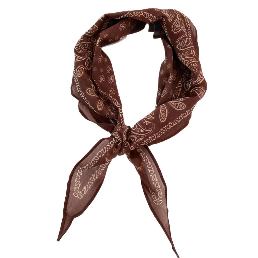 Coffee brown cashew flower triangle scarf silk scarf women's new small square scarf with shirt tie neck accessories neck accessories