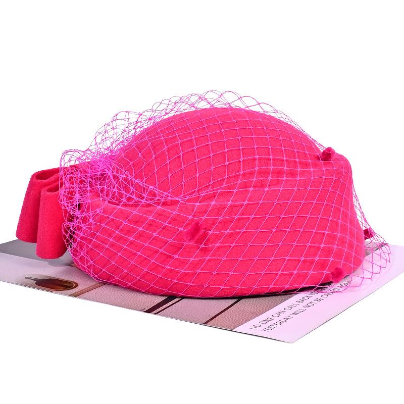 Tempérament Européen et Américain Chapeau Haut de Forme en Maille Automne et Hiver Nouveau Chapeau Chaud et Humide Rétro Polyvalent Chapeau d'Hôtesse de l'Air Style Britannique Chapeau de Jazz