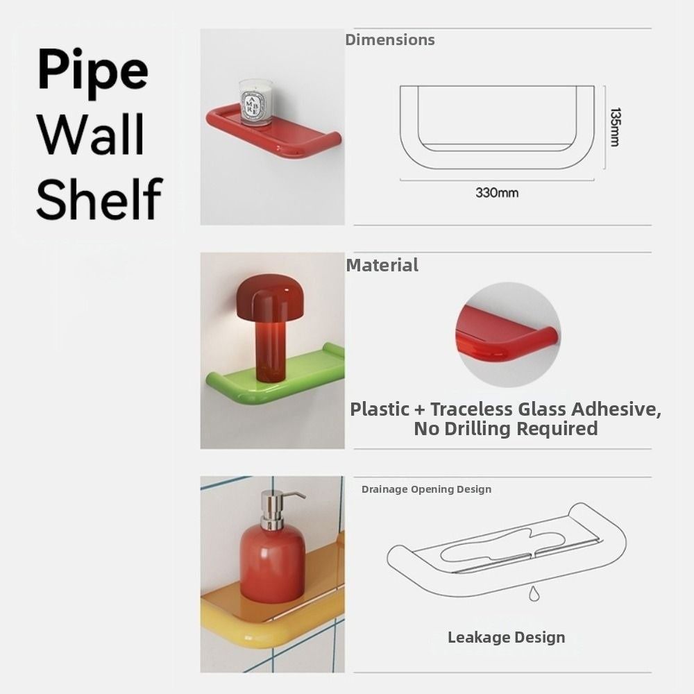 No-Drill Wall-Mounted Storage Rack Sturdy Shampoo Holder Durable Bathroom Storage Shelf Kitchen