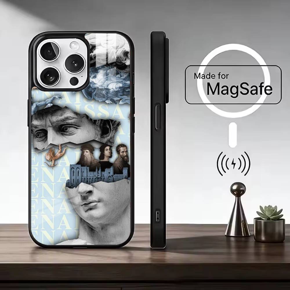 R-Renaissance art Painting For Magsafe Phone Case for iPhone 17 16 15 14 13 12 11 Series Wireless Charging