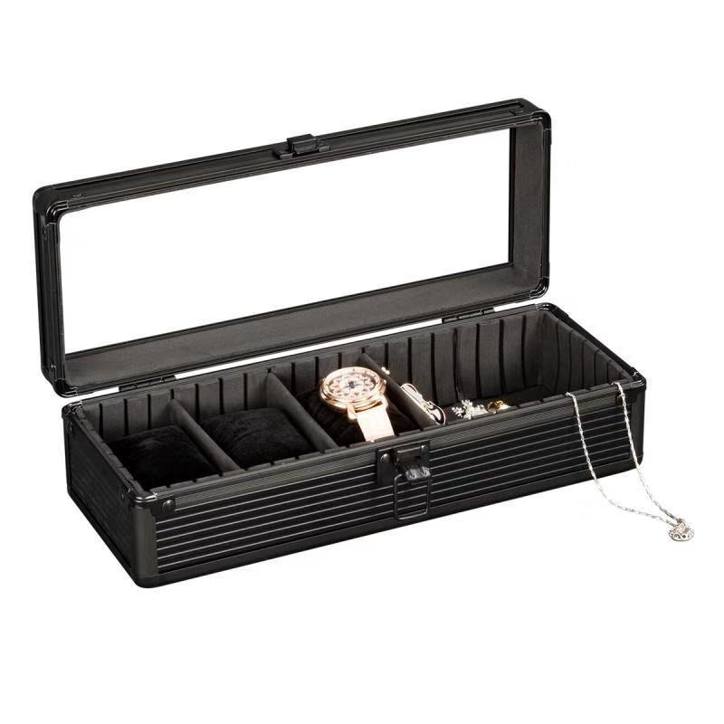 4-Slot Aluminum Watch Storage Box - Drop-proof & Lockable Gift Case