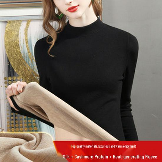 Women's Fleece-Lined Lyocell Thermal Leggings - High Waist Wool & Cashmere Warm Pants