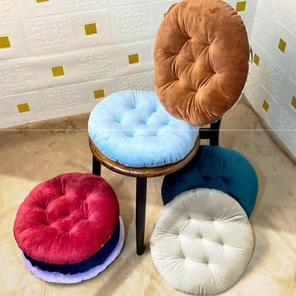Durable Nap Pillow Round Pad Thicken Non-slip Seat Cushion Solid Color Round Cushion Winter