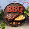 Vintage Metal BBQ Sign Rustic Wall Decor Grilling Kitchen Garden Garage
