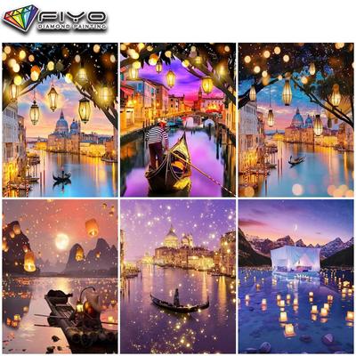 5D Diamond Painting Venice Landscape Lights Night Scene DIY Diamond Embroidery Rhinestone Home Decoration