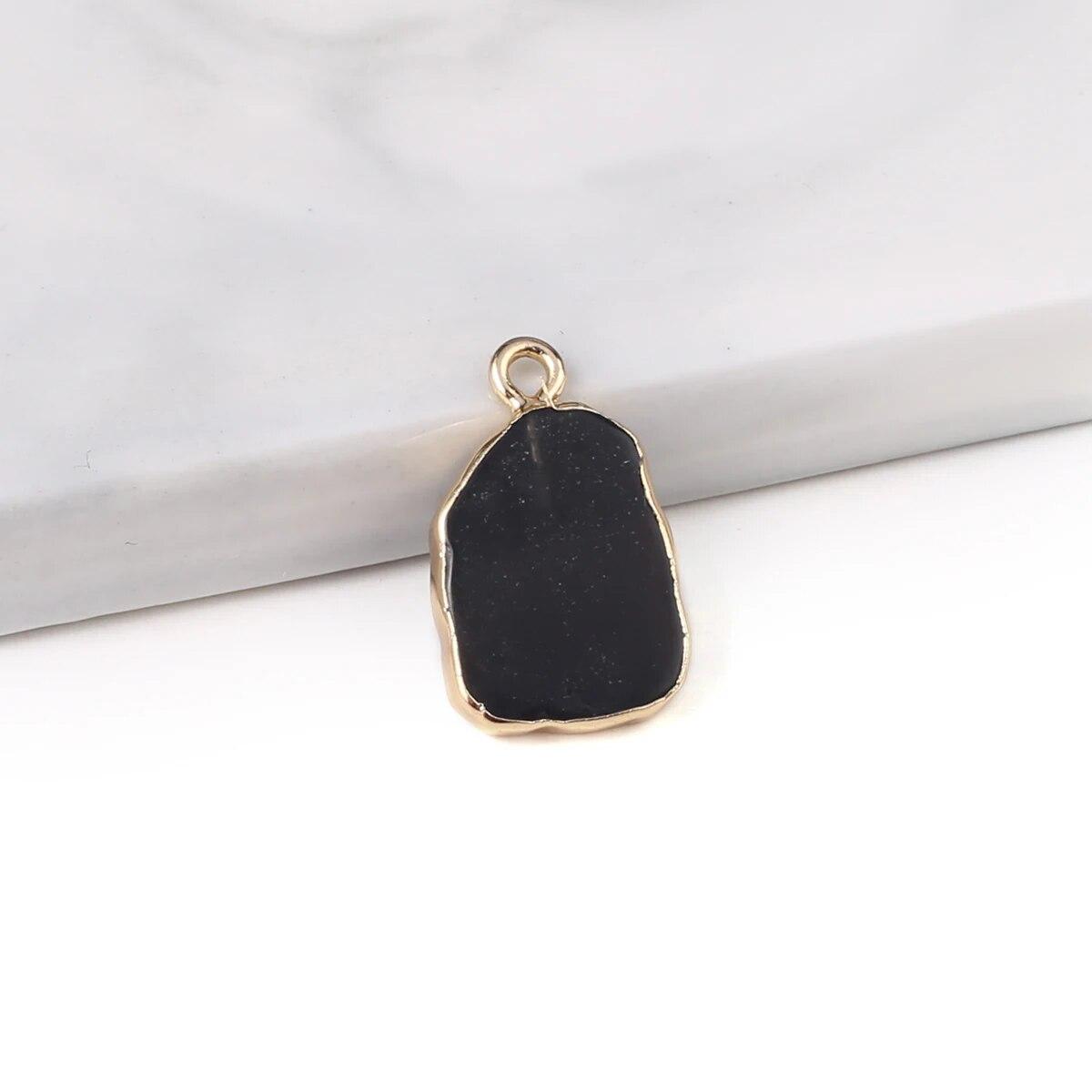 

2 шт. небольшой кулон из натурального камня бирюза/обсидиан нерегулярный квадратный кулон для изготовления ювелирных изделий DIY серьги браслет аксессуар 20x12x2-3mm