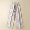 Blazer Cotton Linen Striped Wide Leg Pants Women's Summer High Waist Slimming Straight Linen Nine-Tenths Pants