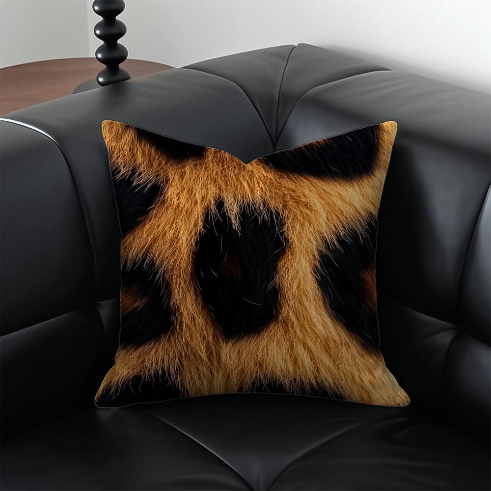 Leopard print Cushion Cover Pillow Case Antidustmite Invisible zipper silky plush cushion