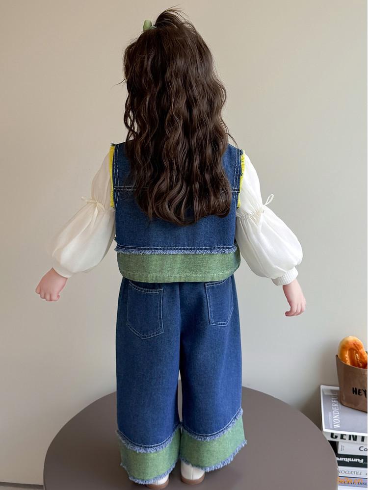 Toddler Girl 2025 Spring/Autumn Vest & Denim Pants Set
