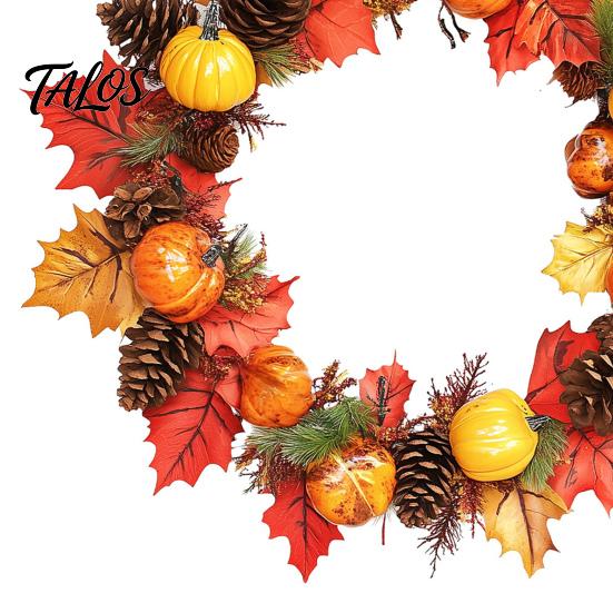 Reusable Autumn Window Decors Thanksgiving Day Wall Sticker, Pumpkin/Pinecone/Leaf Print Garland Shape Non Adhesive Fall Stickers Waterproof