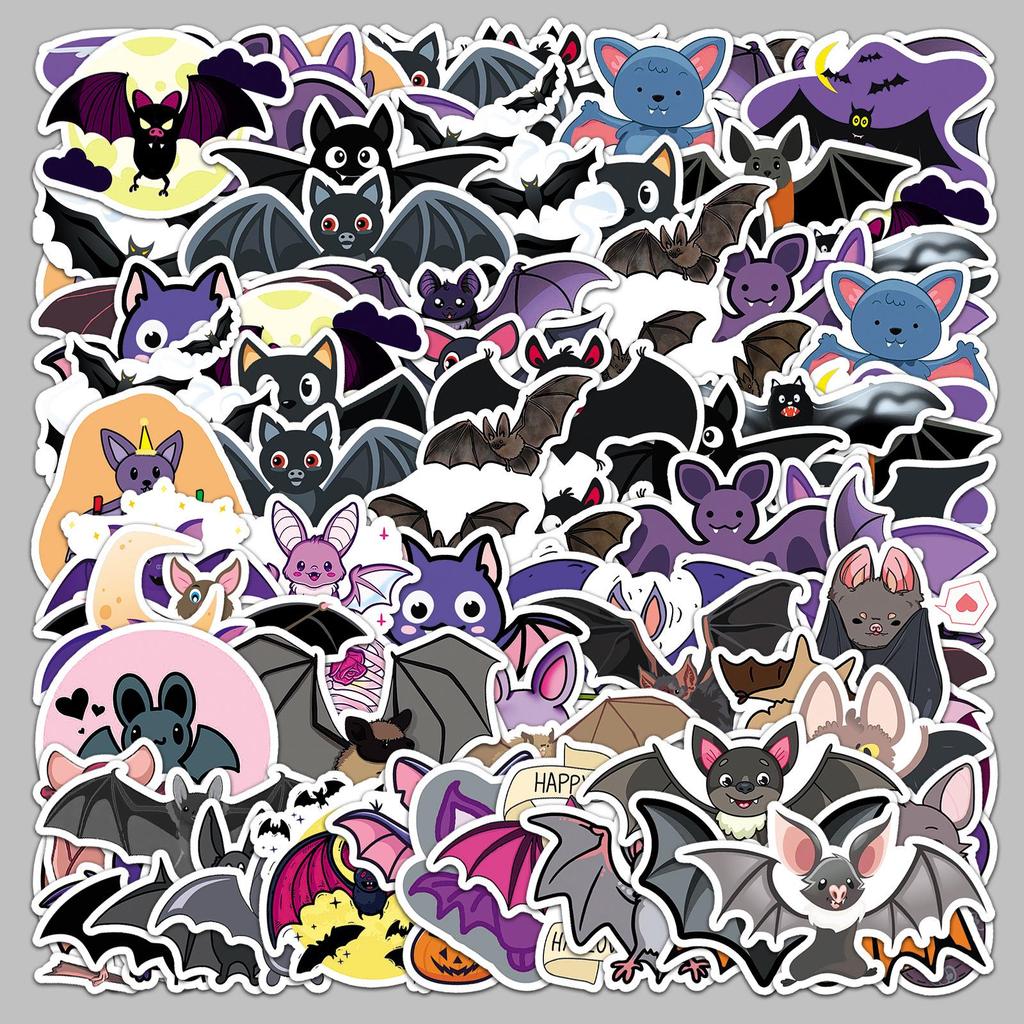 50 Waterproof Bat Animal Stickers for Luggage, Halloween Decor, Skateboard, Laptop, Tablet, and Water Cup (50 Sheets)