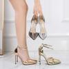Fashion Comemore Gold Silver Shiny Heels Women's Sandals Ankle Buckle Wedding Evening Party High-heeled Shoes Stiletto Women Pumps 12 Cm