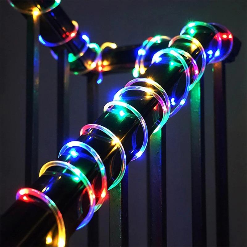 50/100/200 LEDs External Solar Lamp Fairy Tube Rope Light String Solar Garland for Wedding Party Holiday Garden Yard Decoration