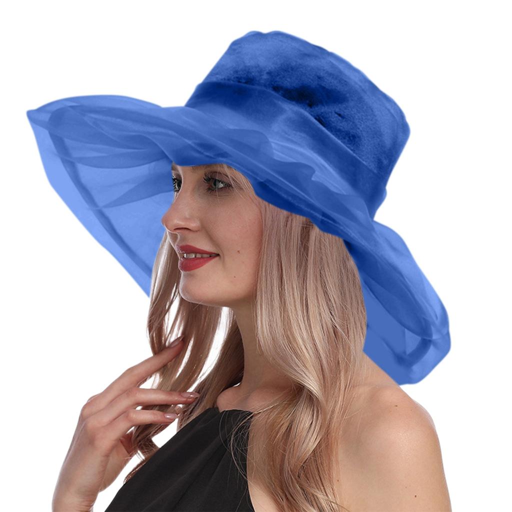 Women's Organza Wide Sun Hat Foldable UV Beach Hat