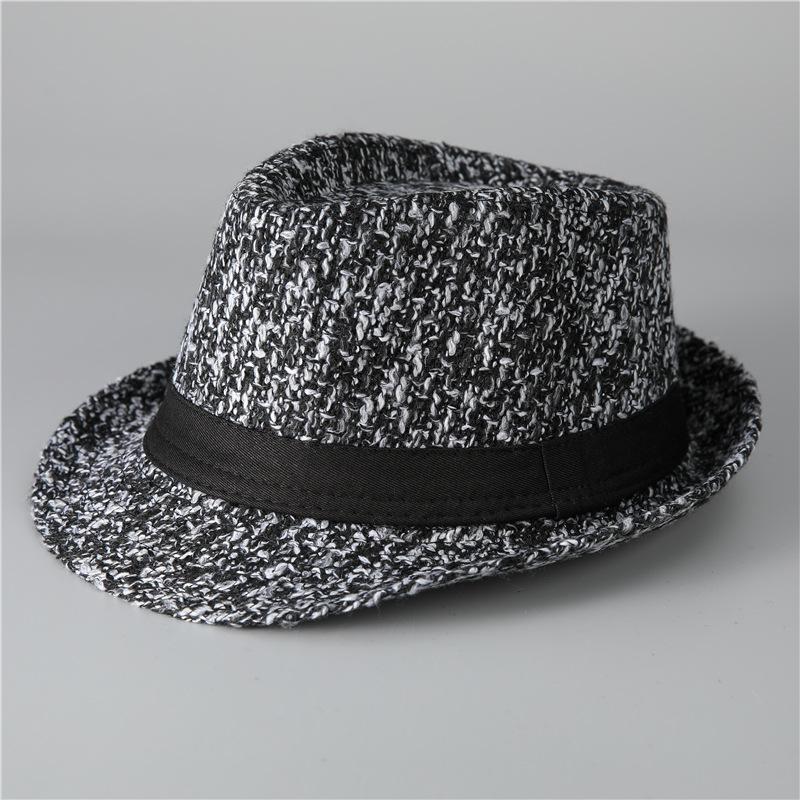 

Шляпа Мужская шляпа Осень и зима Новая мода Универсальная Повседневная Цилиндр Британская Ретро Джазовая шляпа Тренд M（56-58cm）