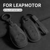 Leather Car Key Case Cover Protector Shell Fob Accessories for Leapmotor T03 S01 C11 Auto Key Shell Fob Protector Suede Keychain