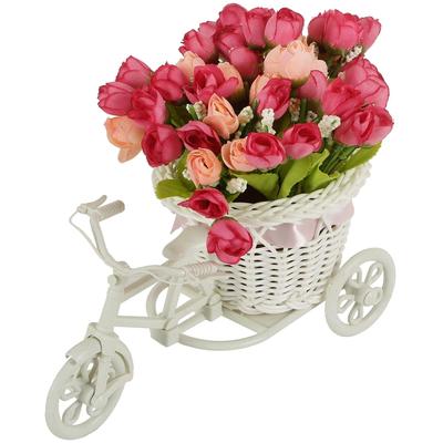 New Cycle Shape Flower Vase with Peonies Bunches for Home Decor Center Table Bedroom Living Room