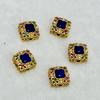 1Pc, Natural Stone Shell Beads with Golden Accents, Square Lapis Lazuli Charms, 1×1cm, for DIY Necklace Accessories, Jewelry Making, Christmas Gift