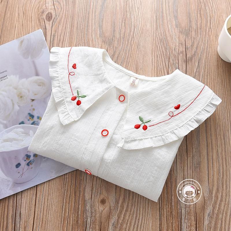 Kids Shirt Long Sleeve White Cotton Lace Trim Blouse Boys Girls Spring Autumn Fashion Top Children Korean Style Casual Clothing Size 110 160