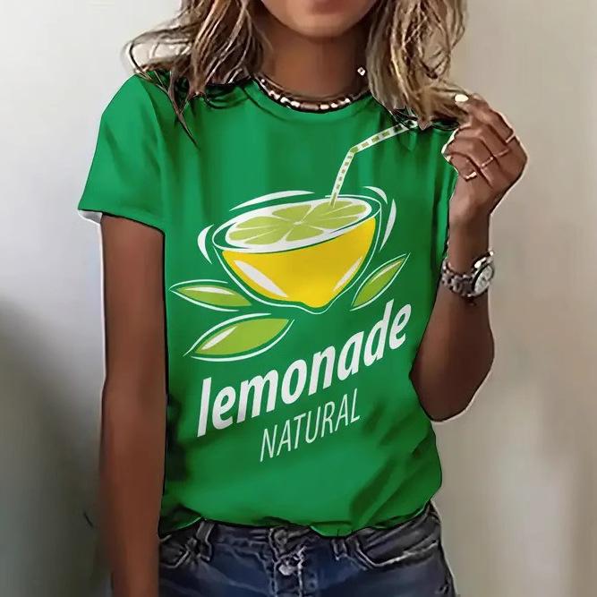 Summer Fruit Themed Printed Simple and Versatile Short Sleeves Women's T-shirts