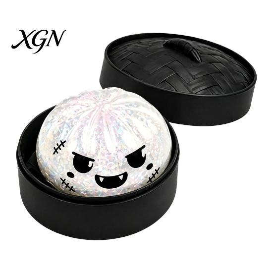 Soft Stress Balls Halloween Relief Dumpling Toy with Steamer, Glitter Ball Fidget Toys Toy, Anxiety Relieving Steamed Bun Squeeze for Holiday
