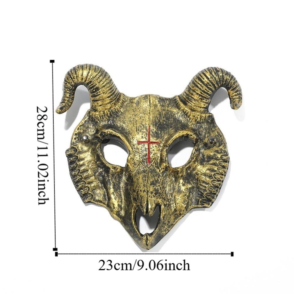 PU Leather Halloween Bloody Skull Mask Antelope Goat Horn Mask Creative Halloween Mask  Women Men