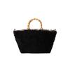 Lesportsac Shadow Black Fur Medium Bamboo Tote Bag [1440.Hb88]