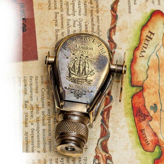 R & J Beck London 1914 Brass Folding Telescope Eyepiece, Vintage Nautical Optical Instrument, Antique Style Collectible Decor