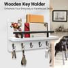 Wall Mounted Wooden Key Holder Floating Shelf Clothes Storage Rack Coat Hook  Home Decor