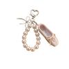 Sweet Niche Girl Pink Ribbon French Pearl Ballet Shoes Mobile Phone Pendant Bag Charm