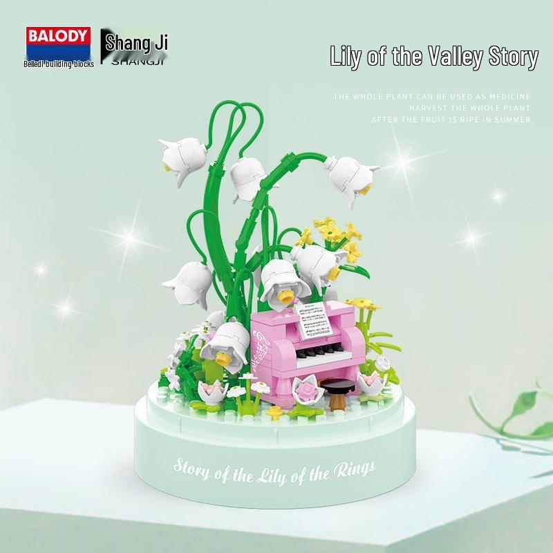 BeleDi Flower Music Box DIY Assembly Kit: Micro Building Blocks for Girls  Educational Ornament and Birthday Gift.