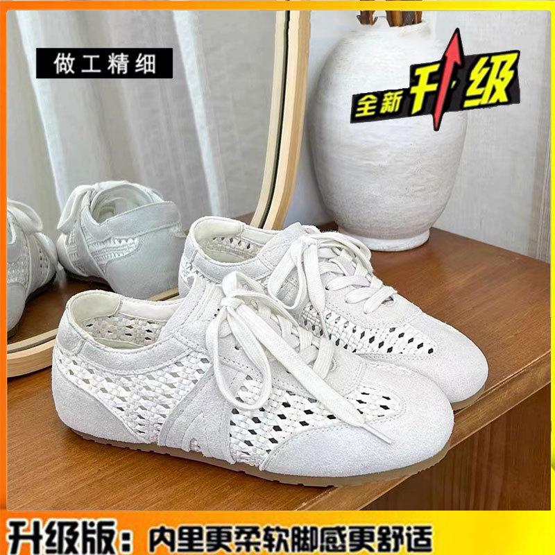 Mesh Breathable Retro Inner Height Increase Women's New Summer Versatile Leather Women's Shoes Sports and Leisure Shoes