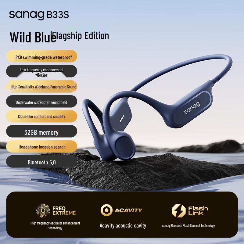 

SANAG B33S Wireless Bone Conduction Sports Swimming Headphones