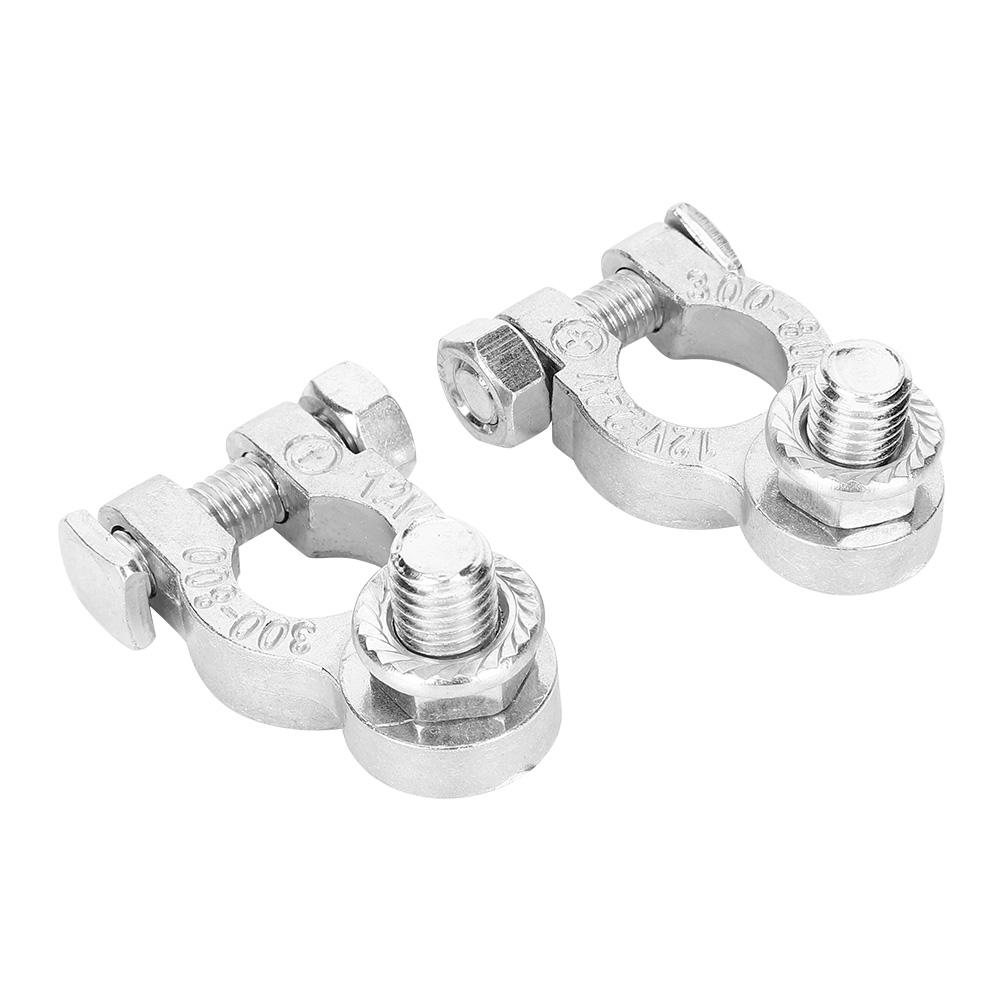 Pair of 12 24V Universal Car Battery Terminals Stud Type 10mm 0.4in Cable Positive Negative