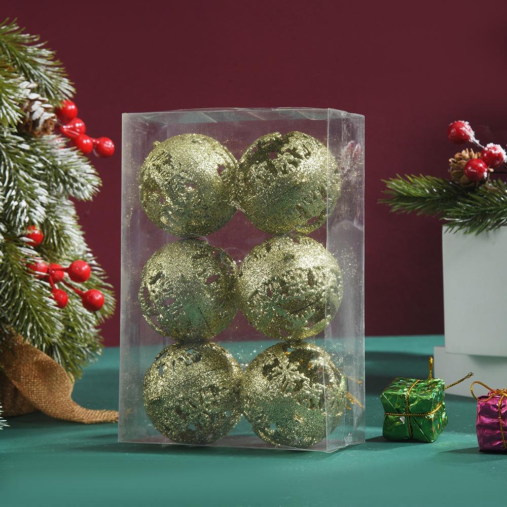 6Pcs Glitter Christmas Ball Ornaments Hanging Xmas Tree Decoration Balls Holiday Home Decoration