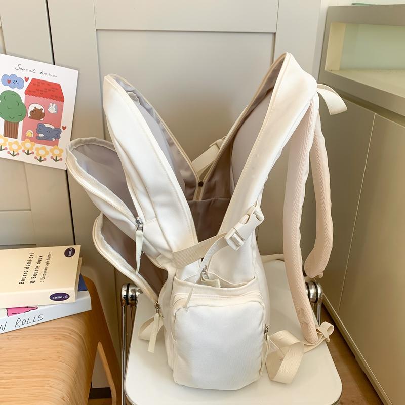 Men's Sports Backpack Women's Large Capacity Backpack Solid Color Student Schoolbag