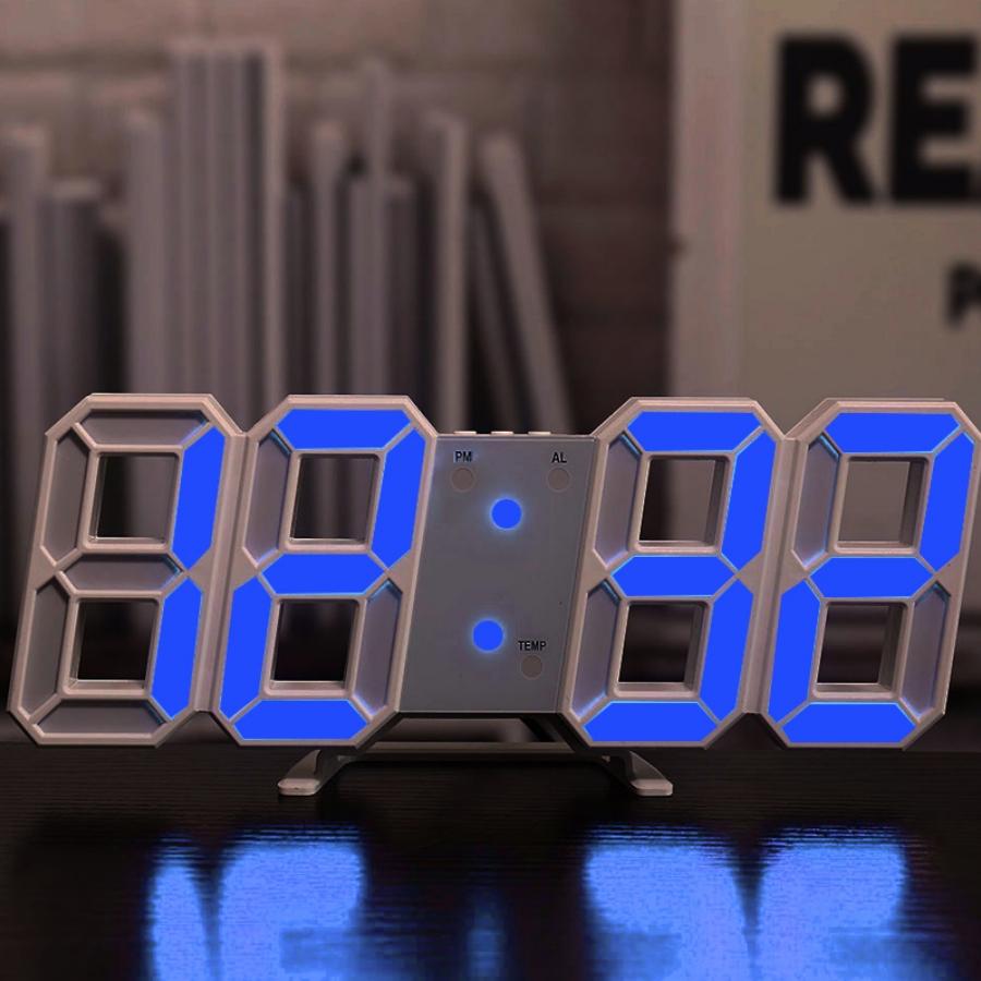 

1 шт. креативний 3D стерео цифровий будильник, ins вітер багатофункціональний настільний годинник, прикраса для вітальні, люмінесцентний годинник синій