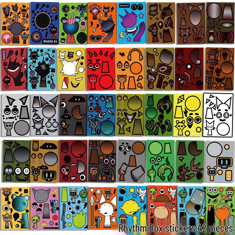 

Ритм-бокс Sprunki Игровые наклейки Сделай сам Развивающая игрушка Книга для детей