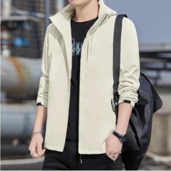 Jacket men's spring and autumn thin Korean style trendy men's casual jacket men's hooded business solid color jacket top