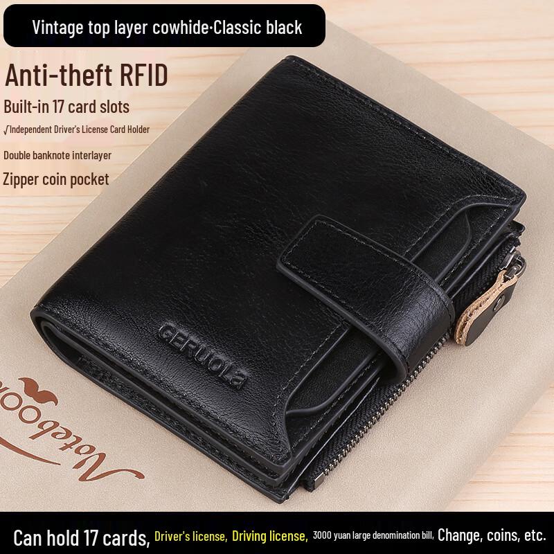 GERUOLA Men s Genuine Leather Bifold Wallet with RFID Protection
