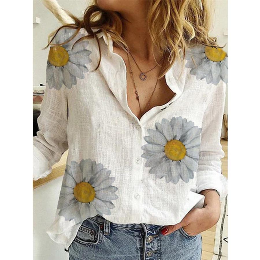 Polka Dot Printing Casual Long-sleeved Linen Shirt Women's Autumn and Winter New Women's Clothing