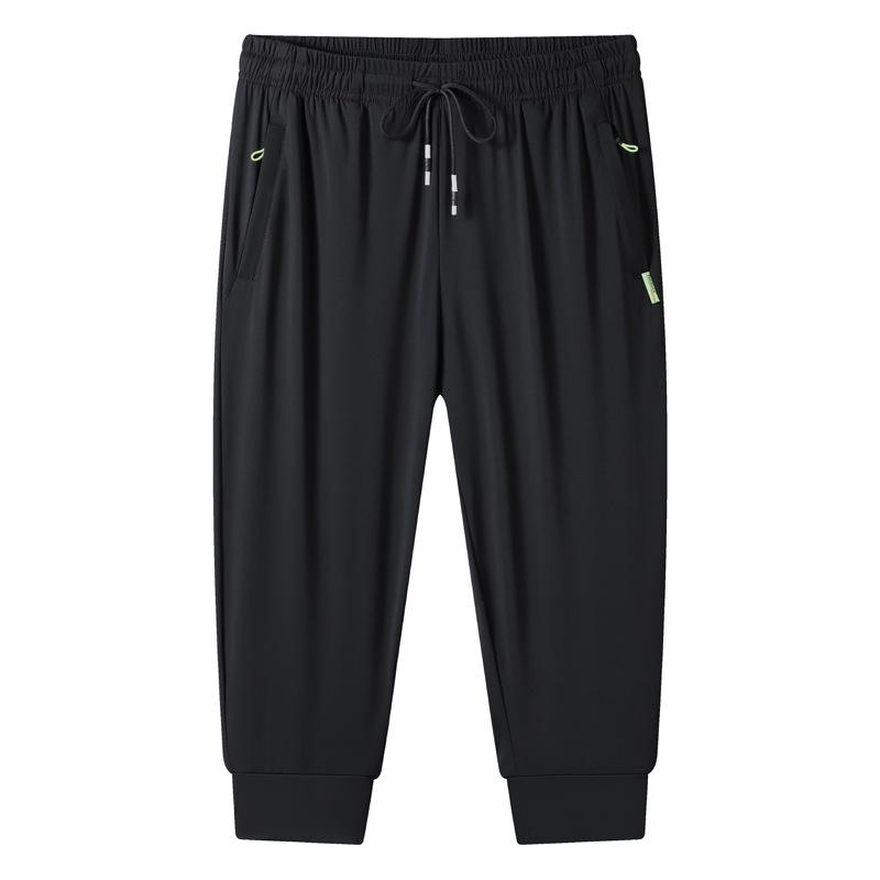Men's Plus Size Quick-Dry Summer Silk Capris - Breathable, Fashionable, Loose-Fit Shorts