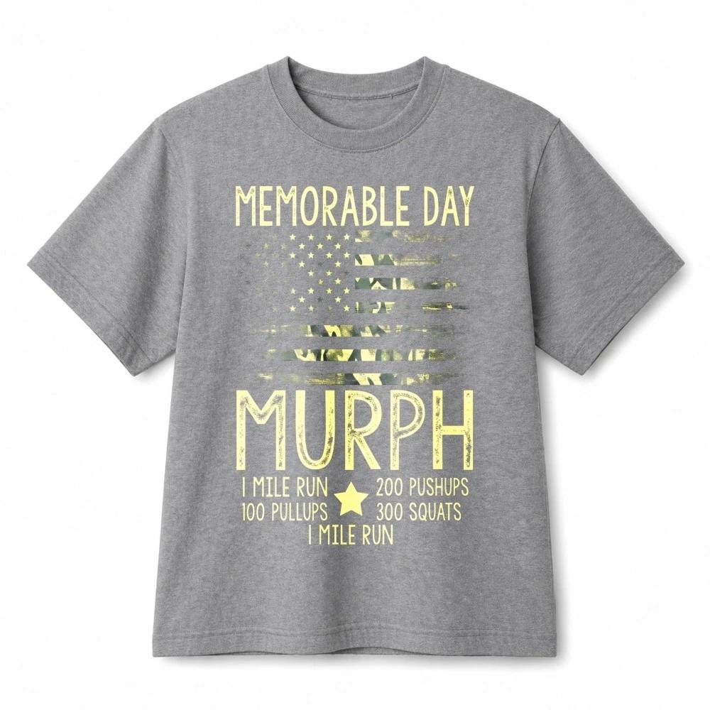 Murph Workout Memorial Day Camo US Flag Retro Graphic Cotton T-Shirt Unisex XL