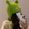 Winter Warm Knit Hat for Women Funny Monsters Hat Hooded Skull Hat Outdoor Activity Cap Windproof Headwear Pullover Hat