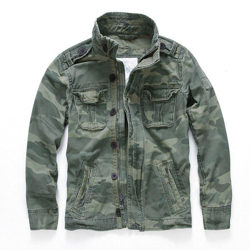 Top men's jacket autumn military uniforms tooling outdoor mountaineering denim jacket camouflage large size new green camouflage