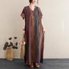 Summer Plus Size Loose Fit Vacation V-Neck Short Sleeve Maxi Dress Women Beach