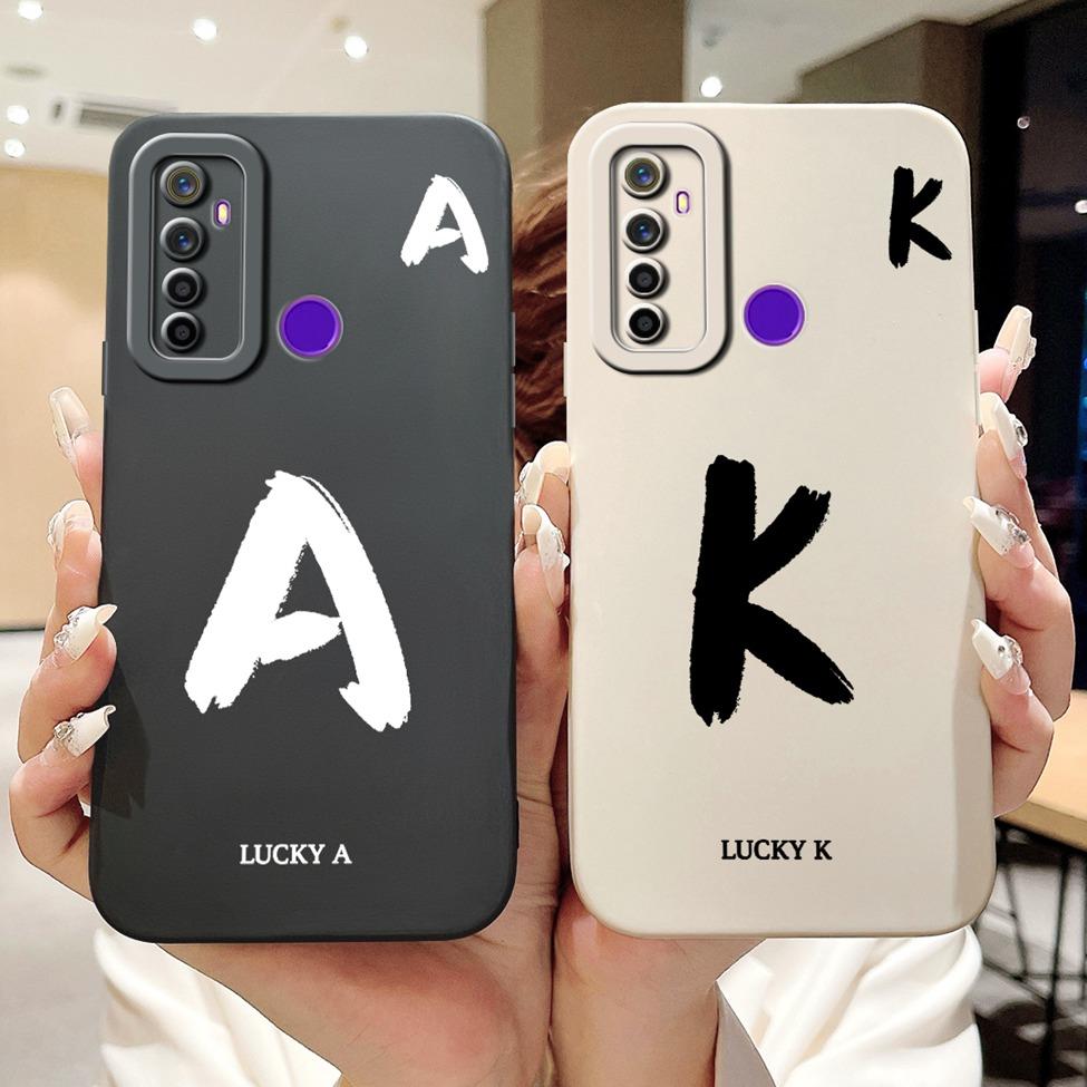 For Realme 5i RMX2030 6i RMX2040 Cover For Realme 6i Case Simple Fashion Letters A-Z Pattern Design Silicone Shockproof Bumper
