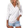 Top Casual da Donna Moda Sexy Comodo Scollo a V Maculato Manica a Tre Quarti