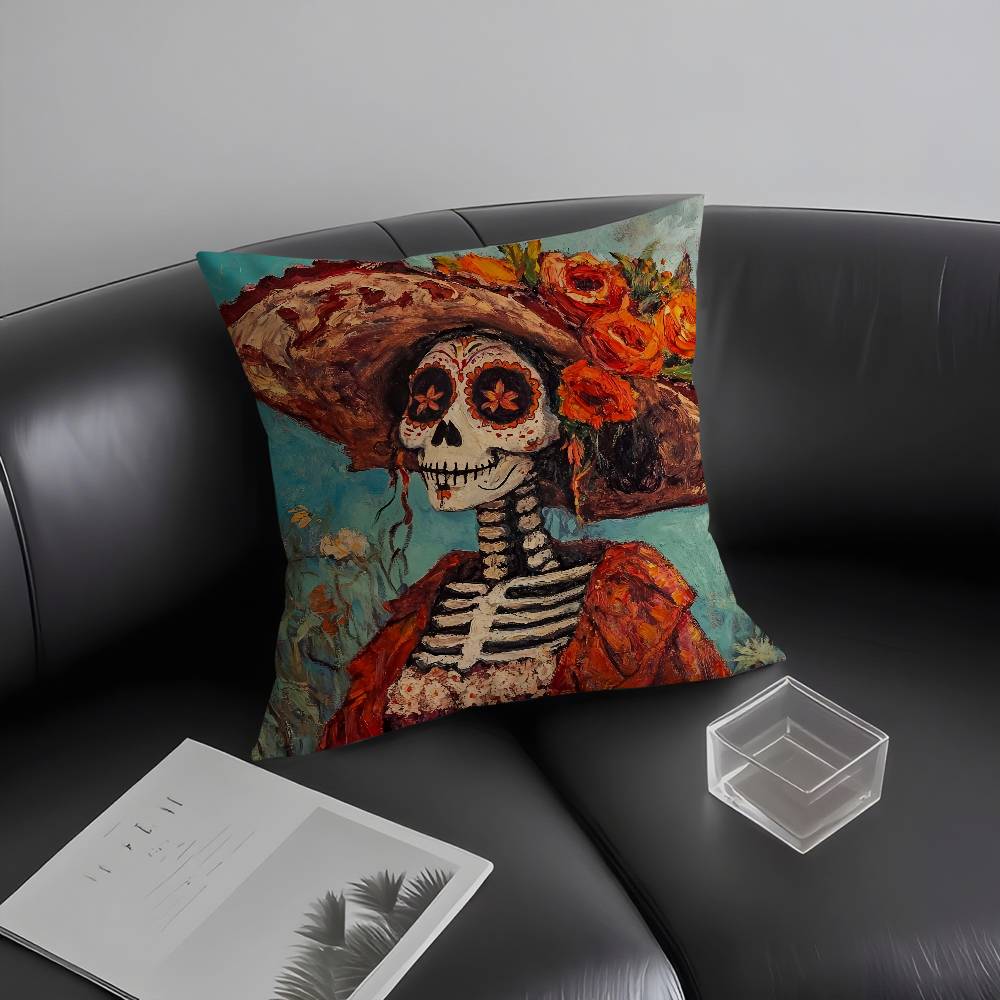 Day Of The Dead Pillow Case Plush Fabric Soft Pillowcase Double Sided Print Cushion Cover Household Gifts